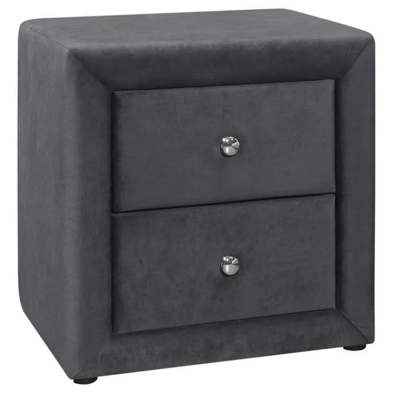 Monarch Nightstand - upholstered / 2 storage drawers - 21"h - velvet -