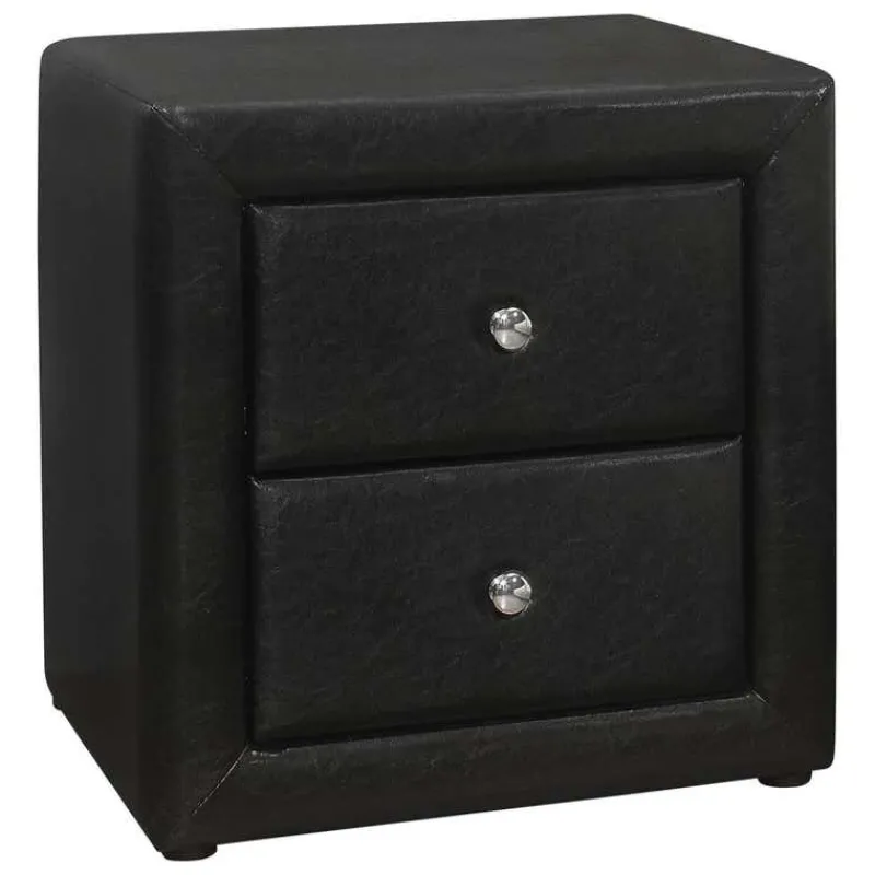 Monarch Nightstand - upholstered / 2 storage drawers - 21"h - leather-look -