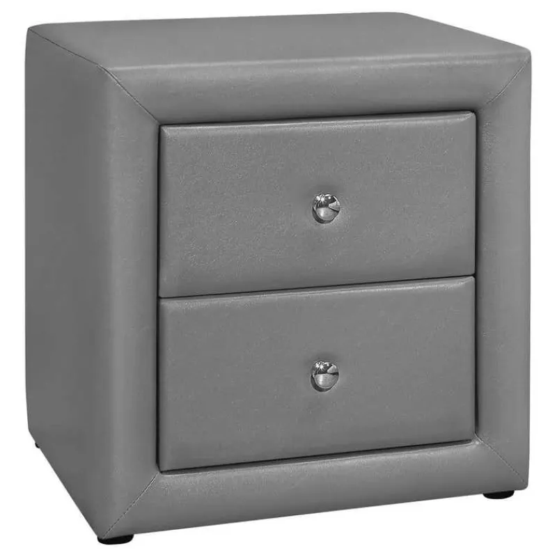 Monarch Nightstand - upholstered / 2 storage drawers - 21"h - leather-look -