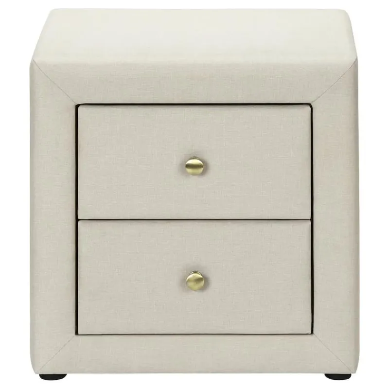 Monarch Nightstand - upholstered / 2 storage drawers - 21"h - linen-look -