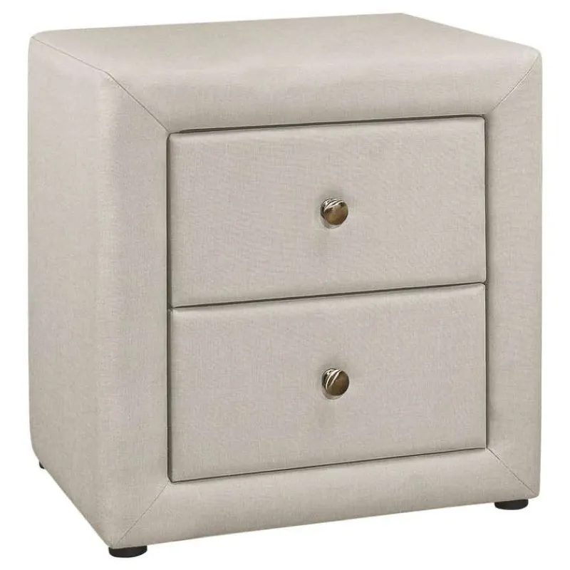 Monarch Nightstand - upholstered / 2 storage drawers - 21"h - linen-look -