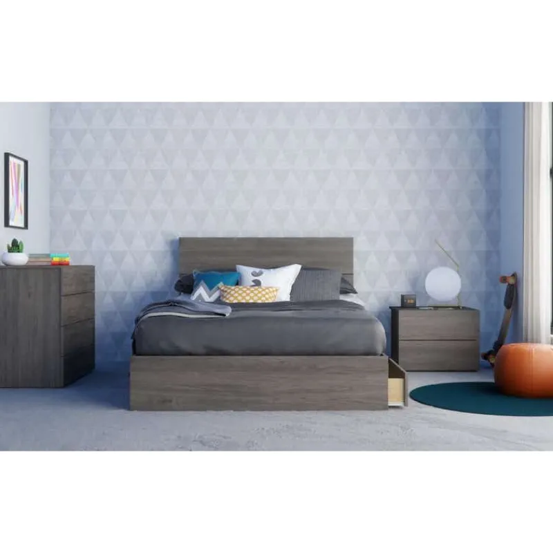 Nexera Nightstand, 2-Drawer, Bark -