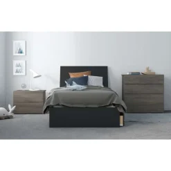 Nexera Nightstand, 2-Drawer, Bark -