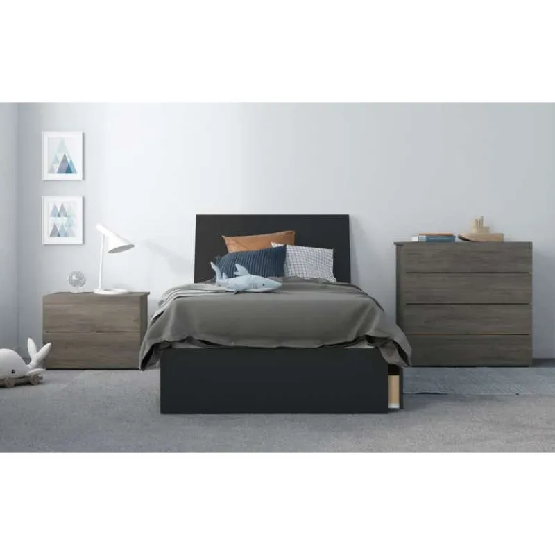 Nexera Nightstand, 2-Drawer, Bark -
