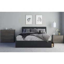 Nexera Nightstand, 2-Drawer, Bark -