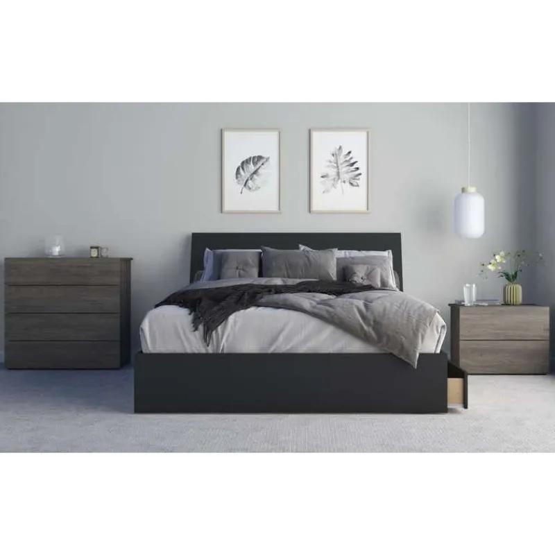 Nexera Nightstand, 2-Drawer, Bark -