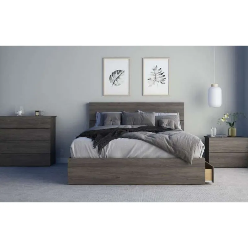 Nexera Nightstand, 2-Drawer, Bark -
