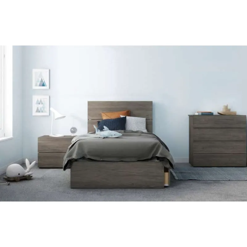 Nexera Nightstand, 2-Drawer, Bark -