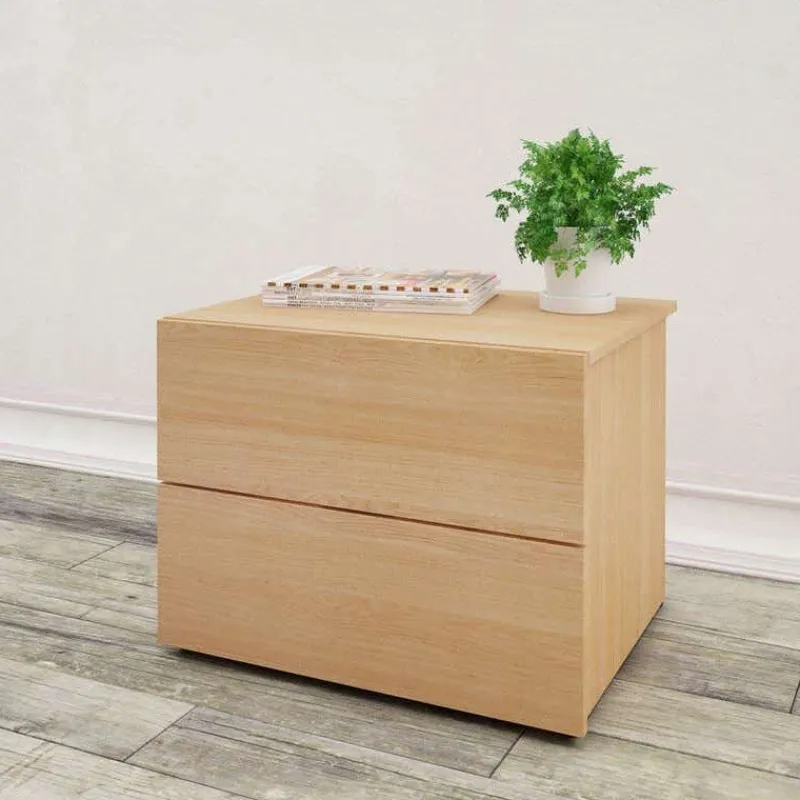 Nexera Nightstand, 2-Drawer, Natural Maple -