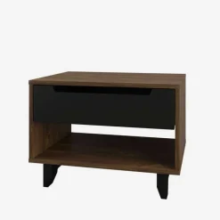 Nexera Nightstand, 1-Drawer, Truffle & Black -