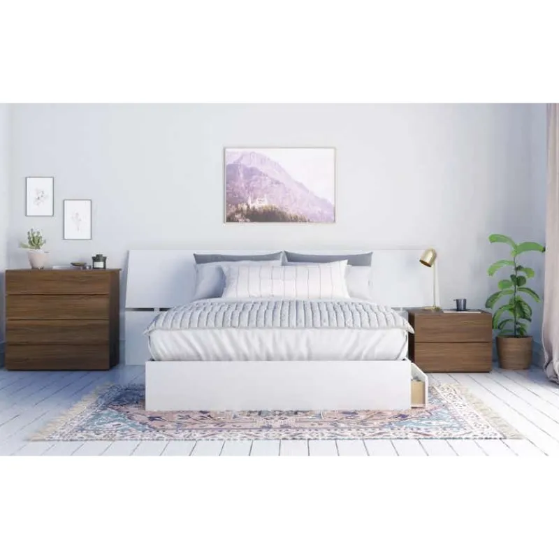 Nexera Nightstand, 2-Drawer, Walnut -