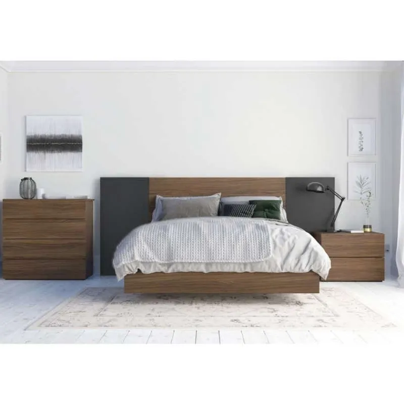 Nexera Nightstand, 2-Drawer, Walnut -