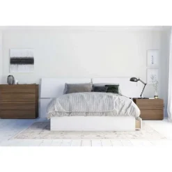Nexera Nightstand, 2-Drawer, Walnut -