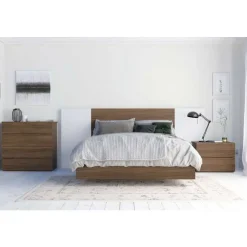 Nexera Nightstand, 2-Drawer, Walnut -