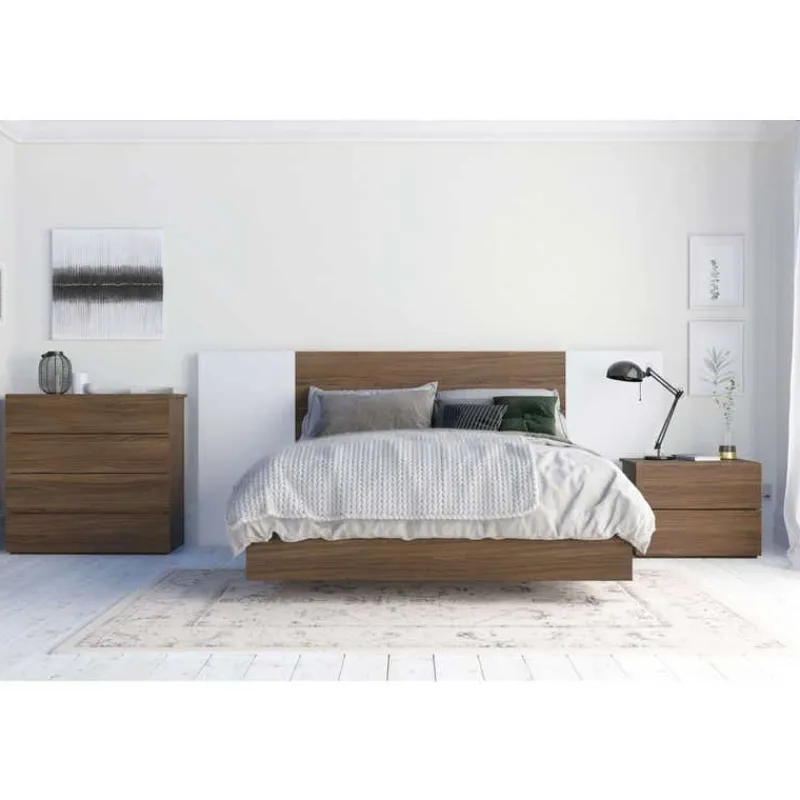 Nexera Nightstand, 2-Drawer, Walnut -