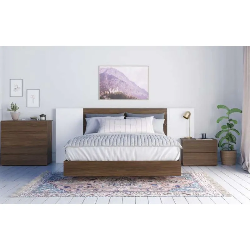 Nexera Nightstand, 2-Drawer, Walnut -