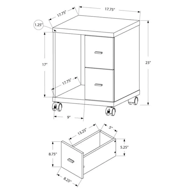 Monarch Office cabinet - with 2 drawers on castors -