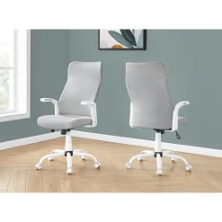 Monarch Office chair - executive / fixed armrests - adjustable height - grey fabric / -
