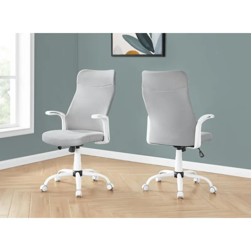 Monarch Office chair - executive / fixed armrests - adjustable height - grey fabric / -