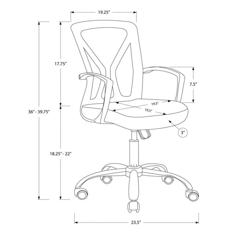 Monarch Office chair - / chrome base on castors -