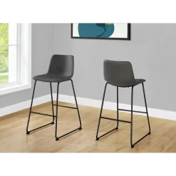 Monarch Office chair standing desk / metal frame - curved backrest / grey leather-l -
