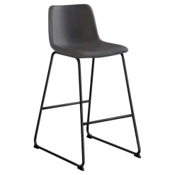 Monarch Office chair standing desk / metal frame - curved backrest / grey leather-l -