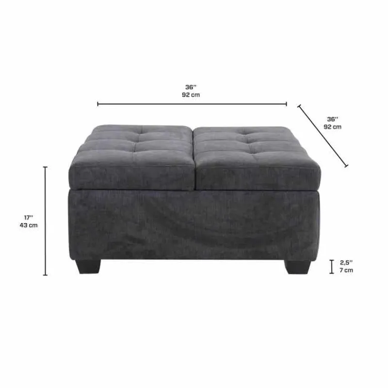 Sofa By Fancy Ottoman with Storage - Charcoal Grey