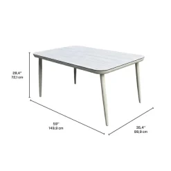 Outdoor Aluminum Dining Set with Tempered Glass Top and 6 Chairs