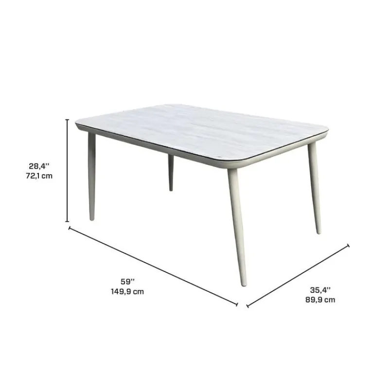 Outdoor Aluminum Dining Set with Tempered Glass Top and 6 Chairs