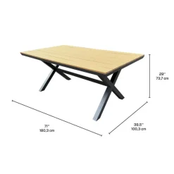 Outdoor Polywood and Aluminum Dining Table with Trestle Base