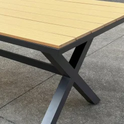 Outdoor Polywood and Aluminum Dining Table with Trestle Base