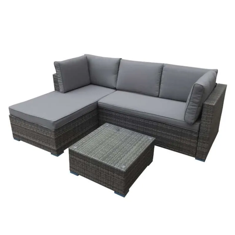 Outdoor Rattan Sectional with Coffee Table - 2 pcs
