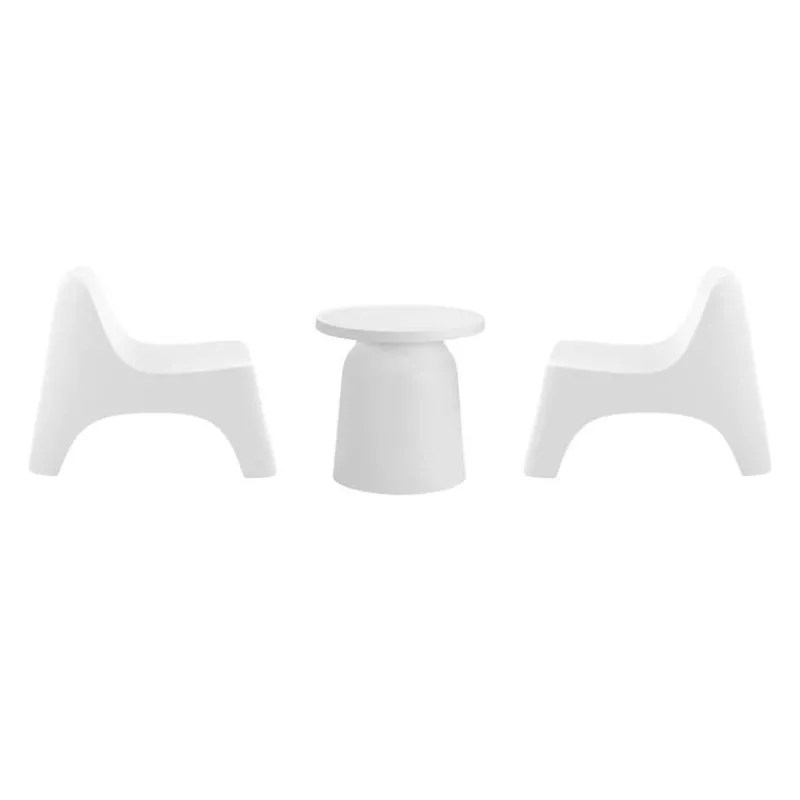 Outdoor Resin Conversation Set with 1 Accent Table and 2 Stackable Seats -