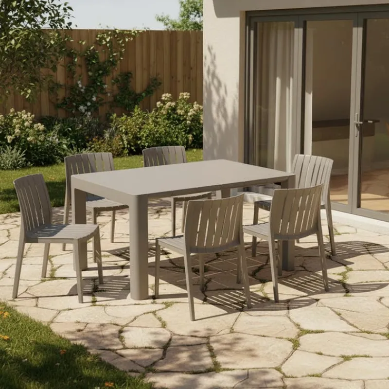 Outdoor Resin Rectangular Dining Table -