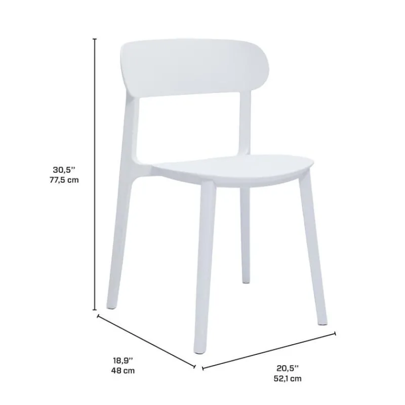 Outdoor Resin Stackable Chairs with Round Seat and Back (Set of 4) - White