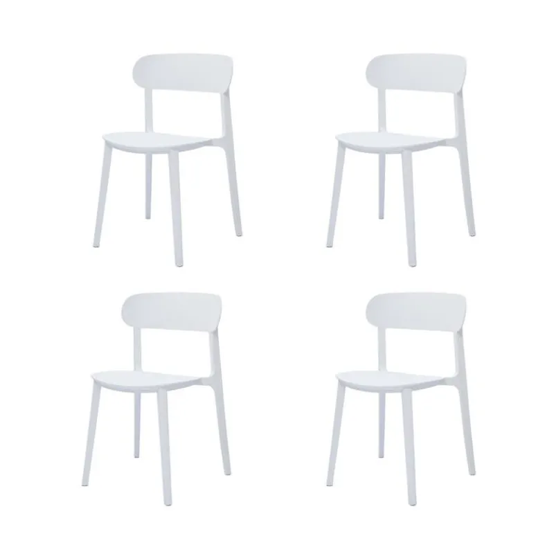Outdoor Resin Stackable Chairs with Round Seat and Back (Set of 4) - White