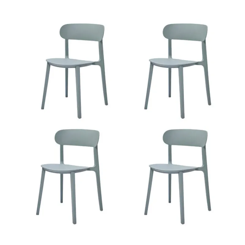 Outdoor Resin Stackable Chairs with Round Seat and Back (Set of 4) - Grey