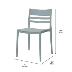 Outdoor Resin Stackable Chairs with Square Seat and Back (Set of 4) - Grey