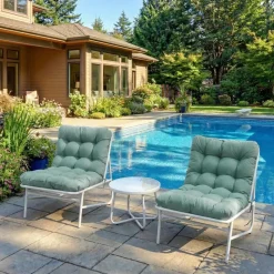 Outdoor Steel Conversation Set with Coffee Table - 3 pcs, Turquoise
