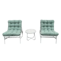 Outdoor Steel Conversation Set with Coffee Table - 3 pcs, Turquoise