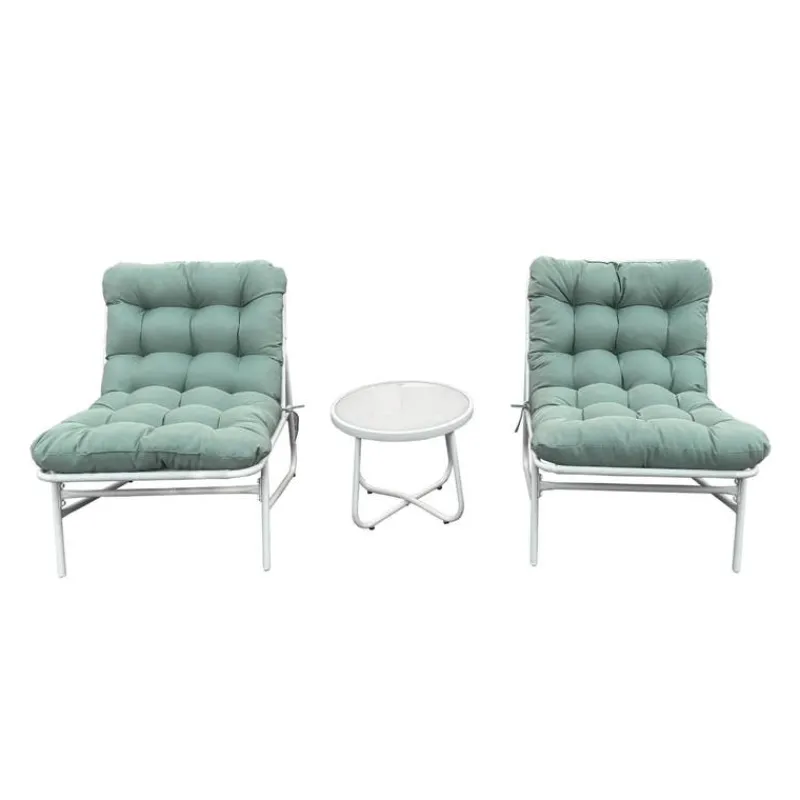 Outdoor Steel Conversation Set with Coffee Table - 3 pcs, Turquoise