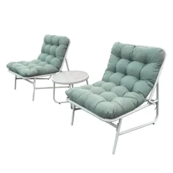Outdoor Steel Conversation Set with Coffee Table - 3 pcs, Turquoise