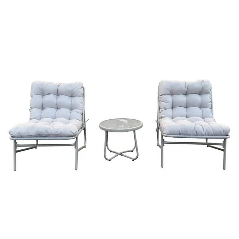 Outdoor Steel Conversation Set with Coffee Table - 3 pcs,