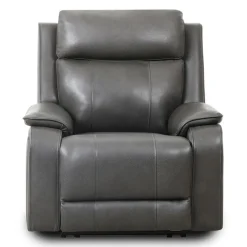 Power Leather Recliner with Adjustable Headrest - Grey