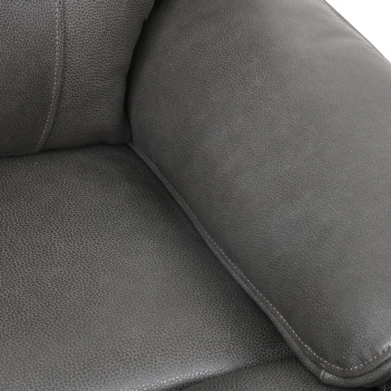 Power Leather Reclining Loveseat with Adjustable Headrests - Grey