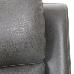 Power Leather Reclining Loveseat with Adjustable Headrests - Grey