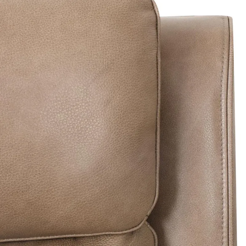 Power Leather Reclining Loveseat with Adjustable Headrests - Taupe