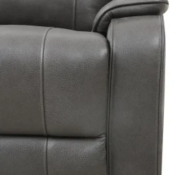 Power Leather Reclining Sofa with Adjustable Headrests - Grey