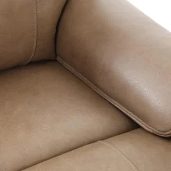 Power Leather Reclining Sofa with Adjustable Headrests - Taupe
