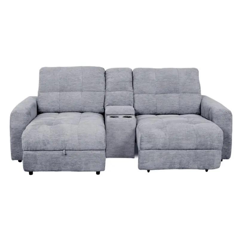 Power Modular Loveseat with Right-Side slider, Left-Side Chaise with Storage, and Console - 3 pcs